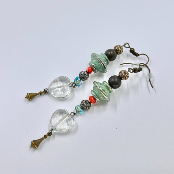 NWOT - Colorful Artisan BOHO Bubble Heart Drop Fishhook Earrings - Picture 6 of 6